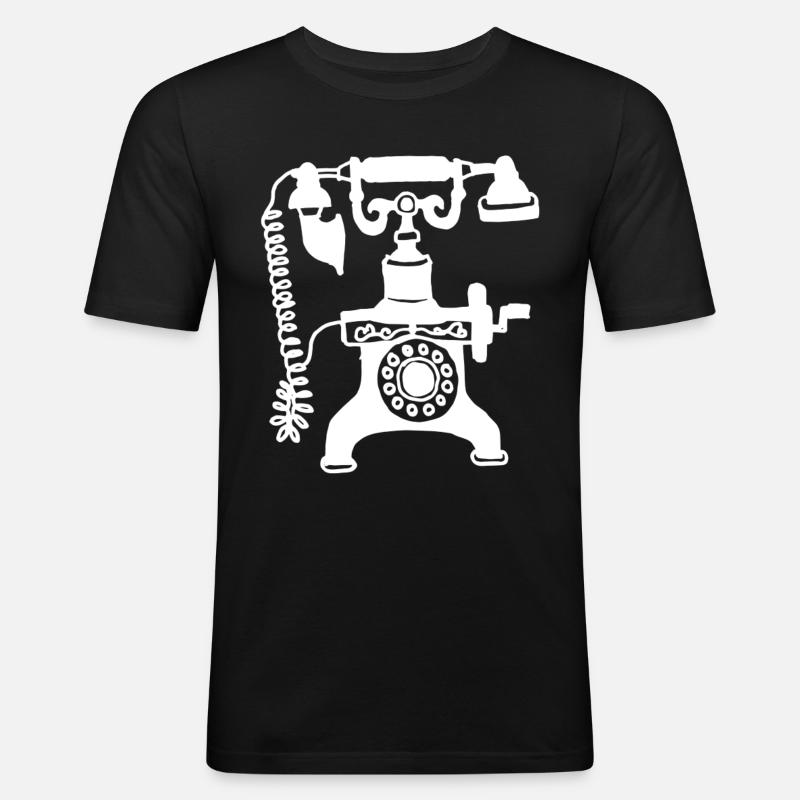 Telefon - Männer Slim Fit T-Shirt - Schwarz