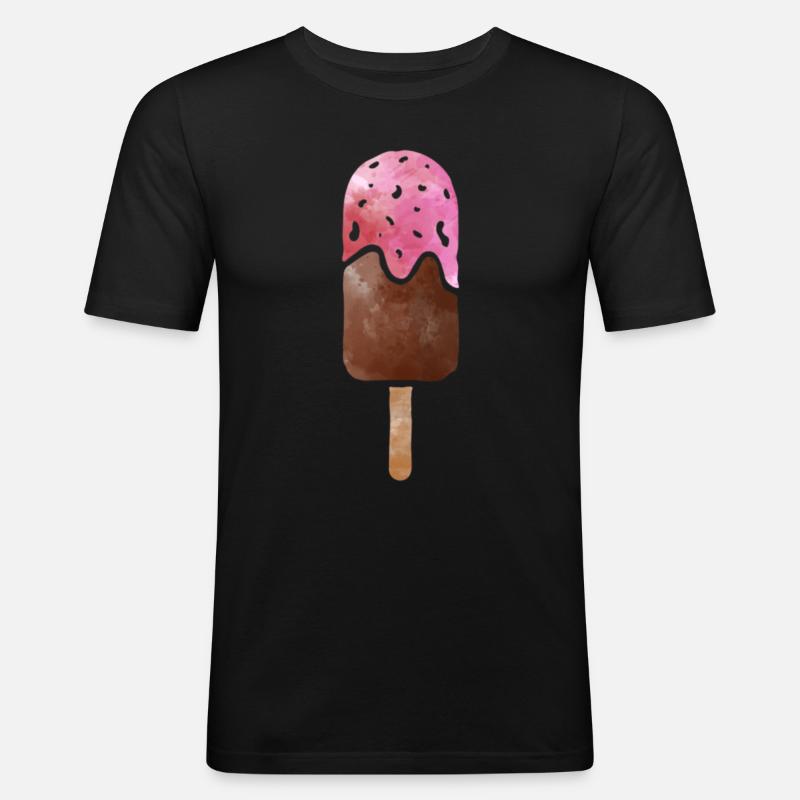 Eiscreme - Männer Slim Fit T-Shirt - Schwarz
