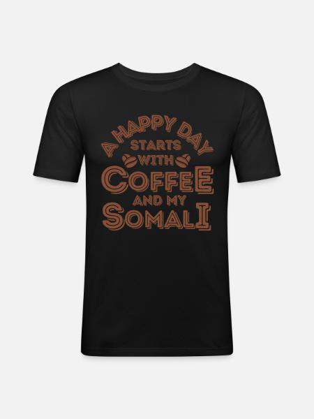 Somali Cat Coffee Cafe - Men's Slim Fit T-Shirt - black