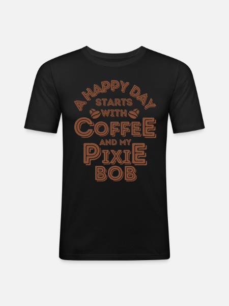 Pixie Bob Cat Coffee Cafe - Men's Slim Fit T-Shirt - black