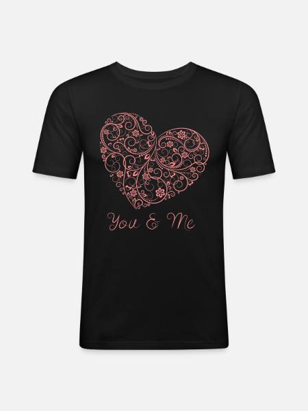 Herz - Männer Slim Fit T-Shirt - Schwarz