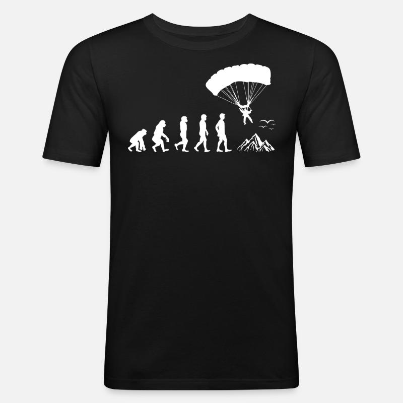 Parachute Parachute Parachute Parachutisme Évolution - T-shirt près du corps Homme - noir