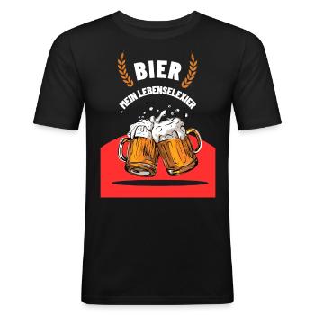BIER - Männer Slim Fit T-Shirt - Schwarz - Vorne - Nik (191cm)