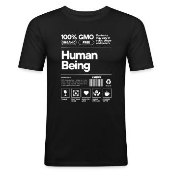 HUMAN Black - T-shirt près du corps Homme - noir - Devant - Nik (191cm)