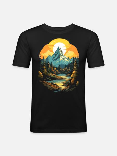 Mountains at sunset - Men's Slim Fit T-Shirt - black