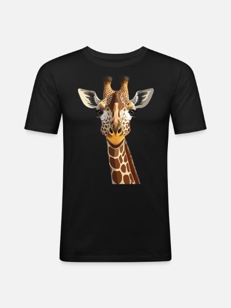 Giraffe - Männer Slim Fit T-Shirt - Schwarz