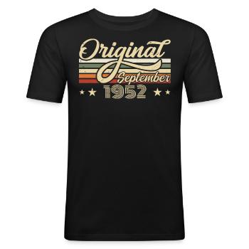 1952 Septembre Naissance Anniversaire Année de naissance 1952 - T-shirt près du corps Homme - noir - Devant - Nik (191cm)