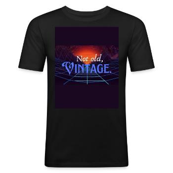 Vintage - Männer Slim Fit T-Shirt - Schwarz - Vorne - Nik (191cm)