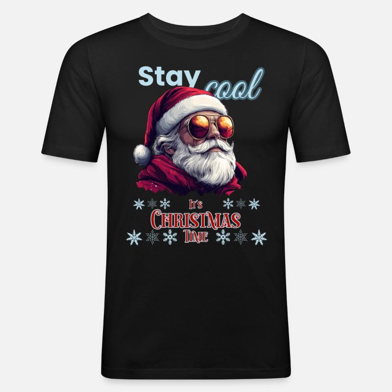 Stay cool Weihnachtsmann - Männer Slim Fit T-Shirt - Schwarz