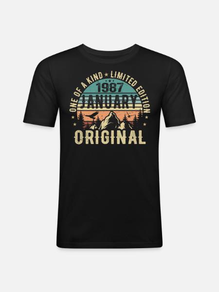Fødselsdagsgave januar 1987 - januar 1987 - Herre Slim Fit T-Shirt - sort