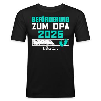Beförderung zum Opa 2025 - Männer Slim Fit T-Shirt - Schwarz - Vorne - Nik (191cm)