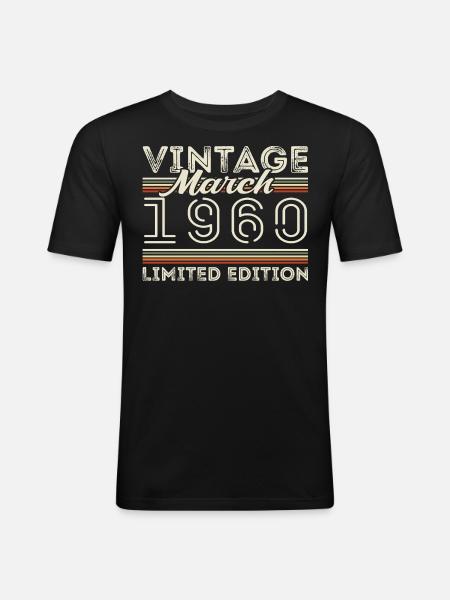 mars 1960 vintage 1960-talet födelsedagspresent mars - Slim Fit T-shirt herr - svart