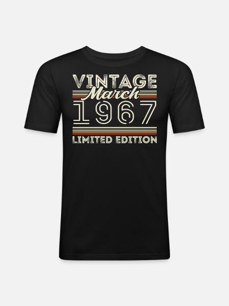 March 1967 Vintage 1967 Birthday Gift March - Men's Slim Fit T-Shirt - black
