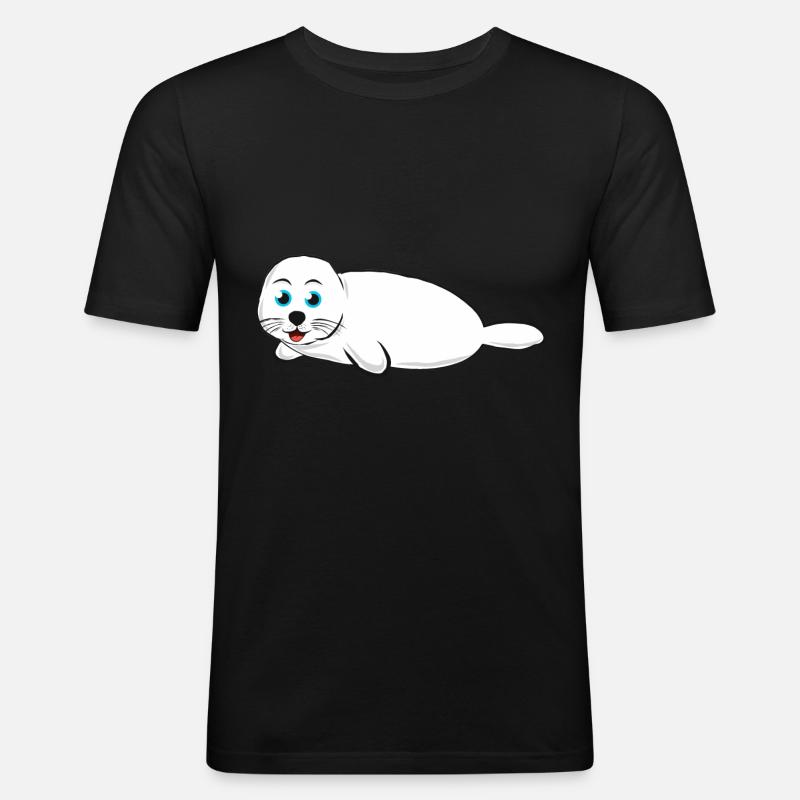 Robbe - Weiß - Männer Slim Fit T-Shirt - Schwarz