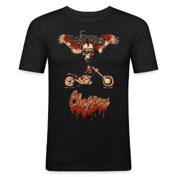 chopper bis - Männer Slim Fit T-Shirt - Schwarz - Vorne - Nik (191cm)