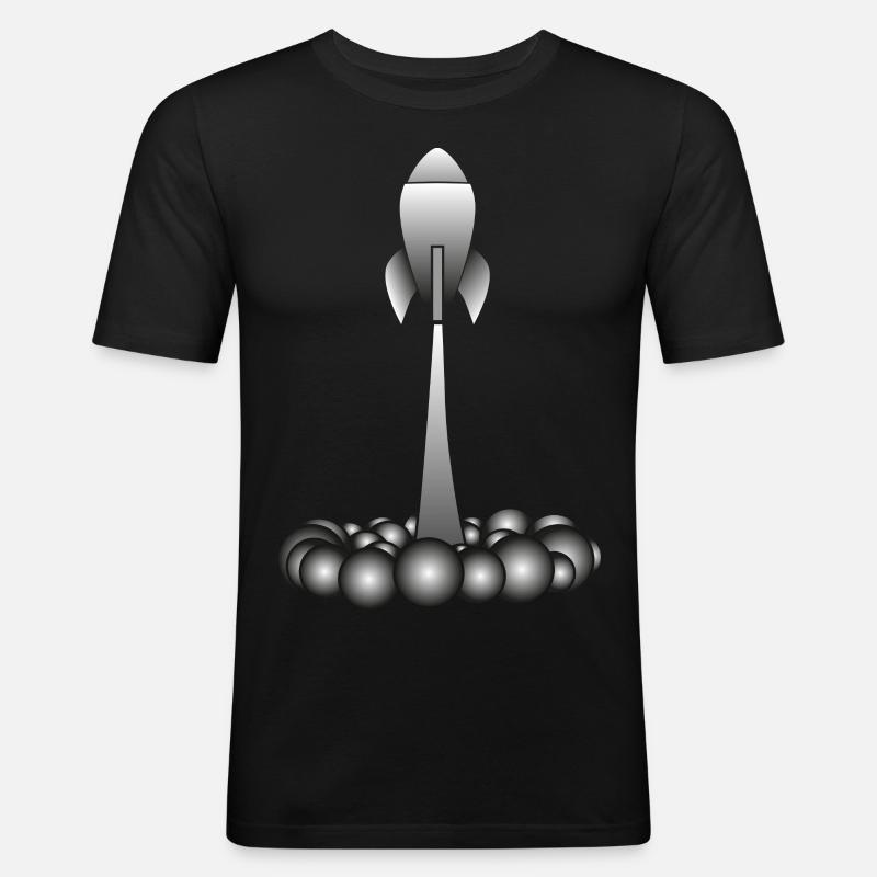 Rakete rocket - Männer Slim Fit T-Shirt - Schwarz
