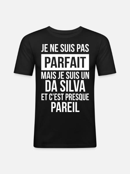 Nom De Famille - DA SILVA - T-shirt près du corps Homme - noir