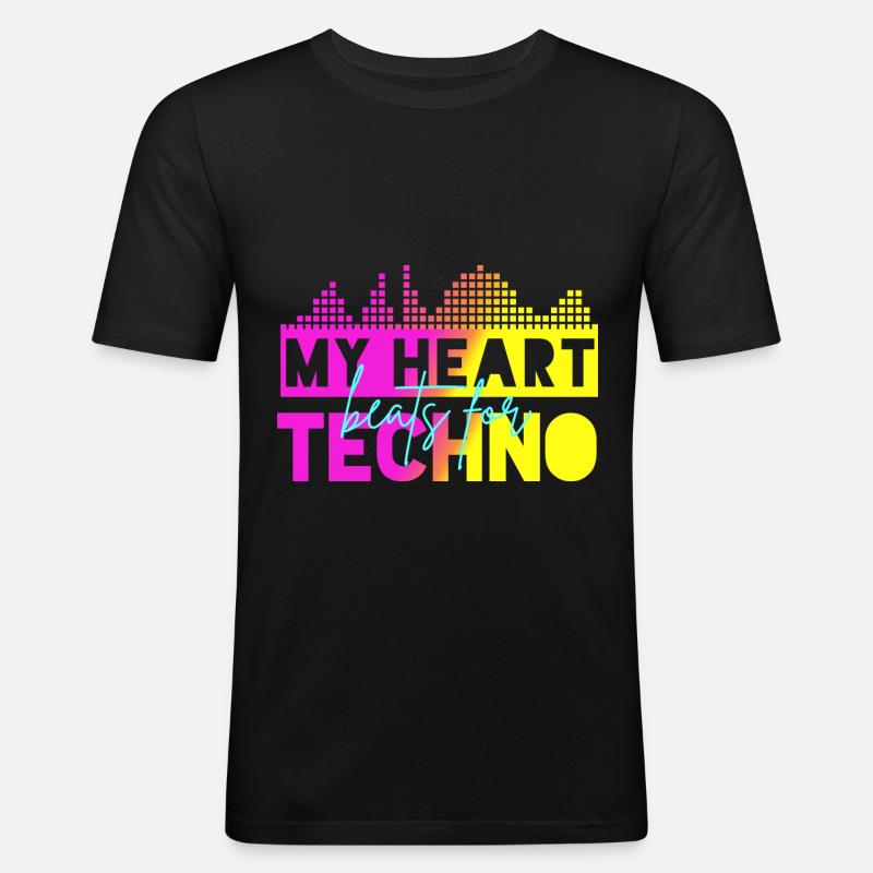 Techno-Beats - Männer Slim Fit T-Shirt - Schwarz