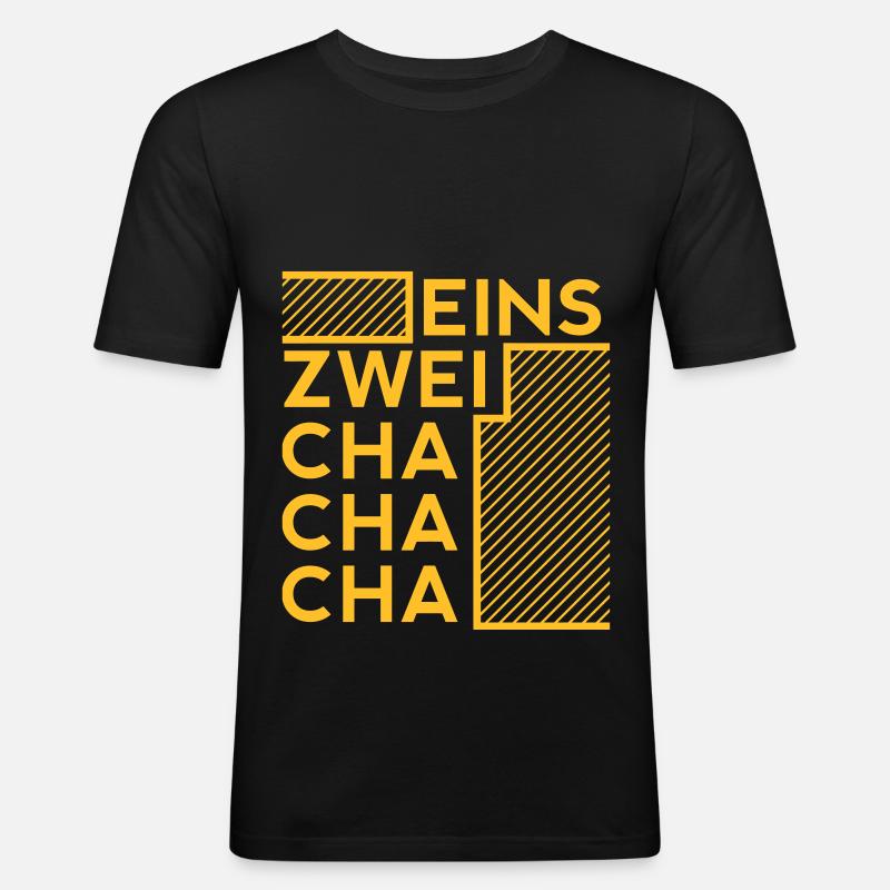 cha cha cha - Männer Slim Fit T-Shirt - Schwarz