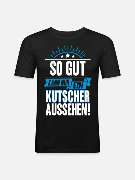 KUTSCHER - Männer Slim Fit T-Shirt - Schwarz