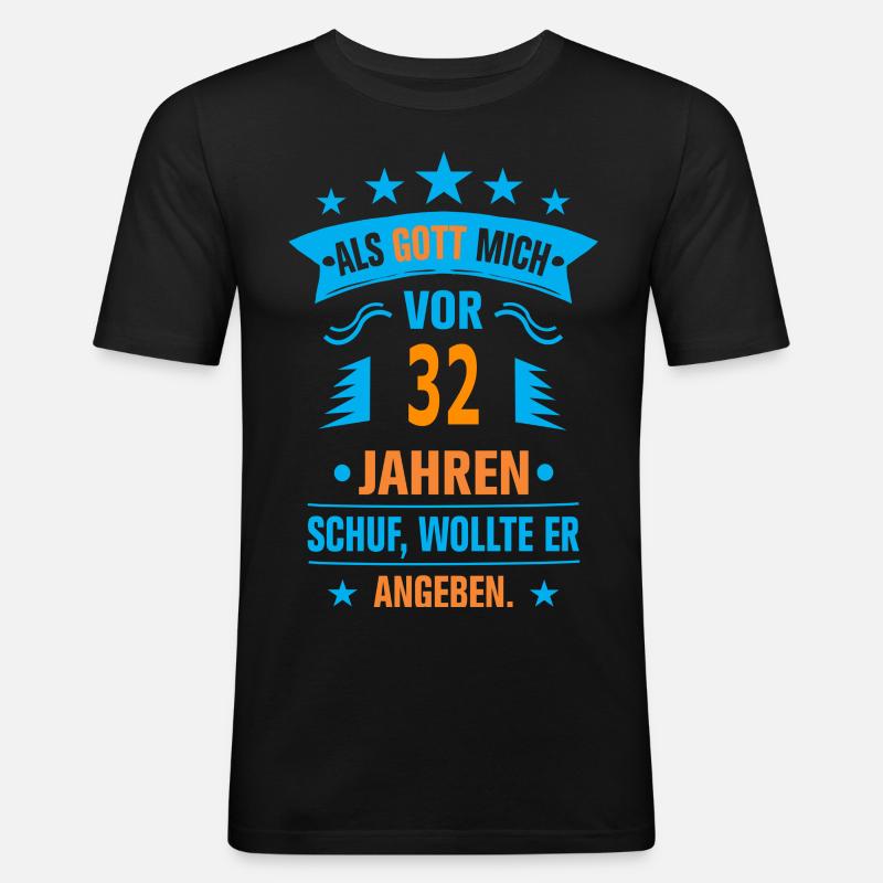 32 - Männer Slim Fit T-Shirt - Schwarz