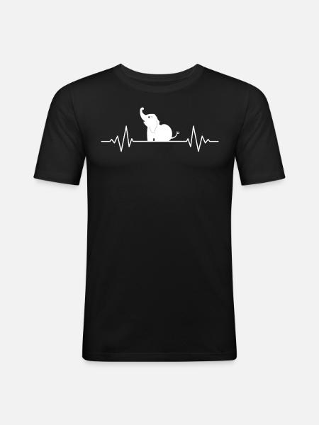 Elefant Herzschlag Elefantenliebhaber - Männer Slim Fit T-Shirt - Schwarz