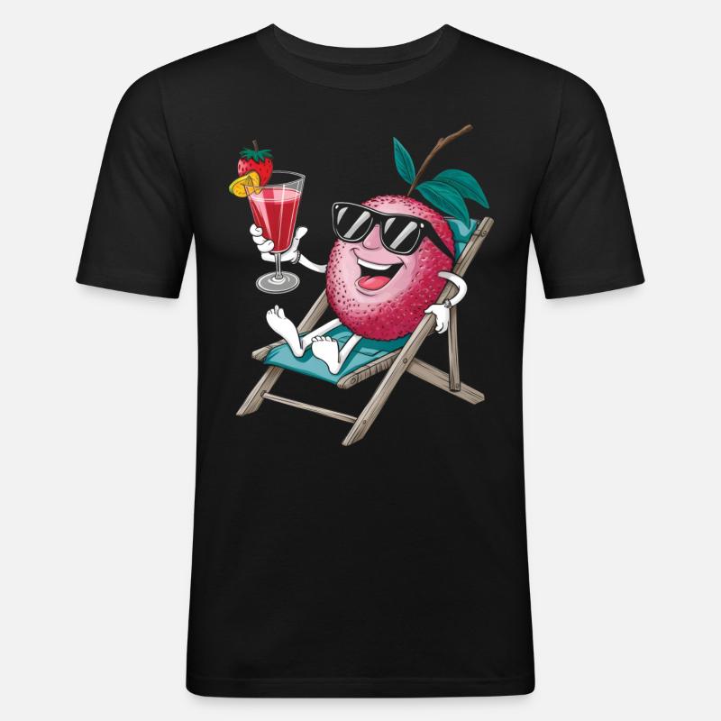 Lychee - Männer Slim Fit T-Shirt - Schwarz
