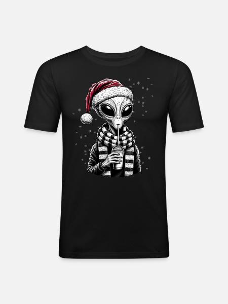 Julemanden med Slush - Herre Slim Fit T-Shirt - sort