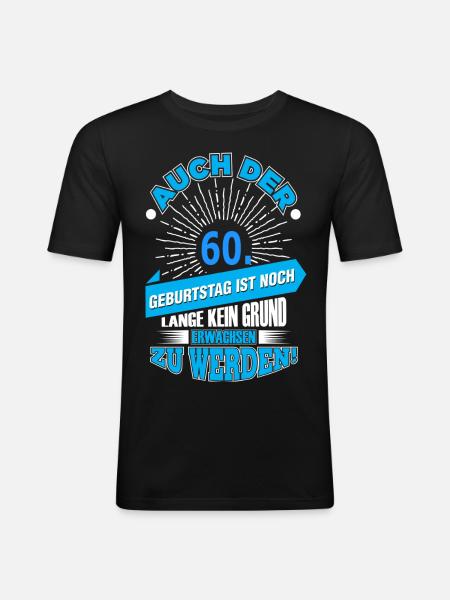 60. - Männer Slim Fit T-Shirt - Schwarz