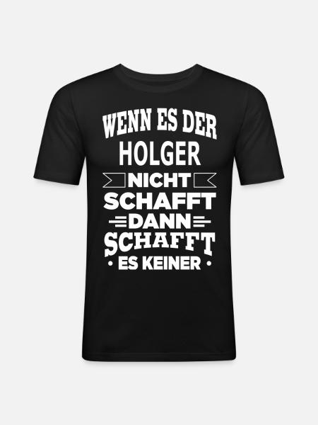 HOLGER - Männer Slim Fit T-Shirt - Schwarz