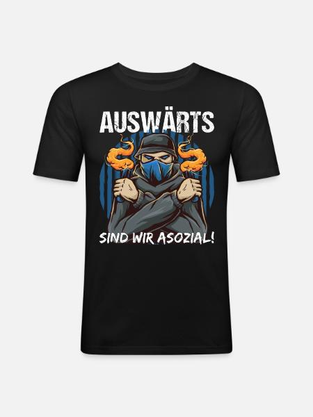 Fußball Fan Pyro Statement Geschenk - Männer Slim Fit T-Shirt - Schwarz