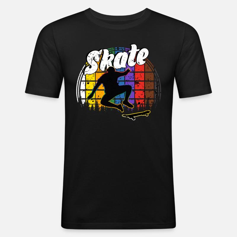 Skateboard Freestyle - Männer Slim Fit T-Shirt - Schwarz