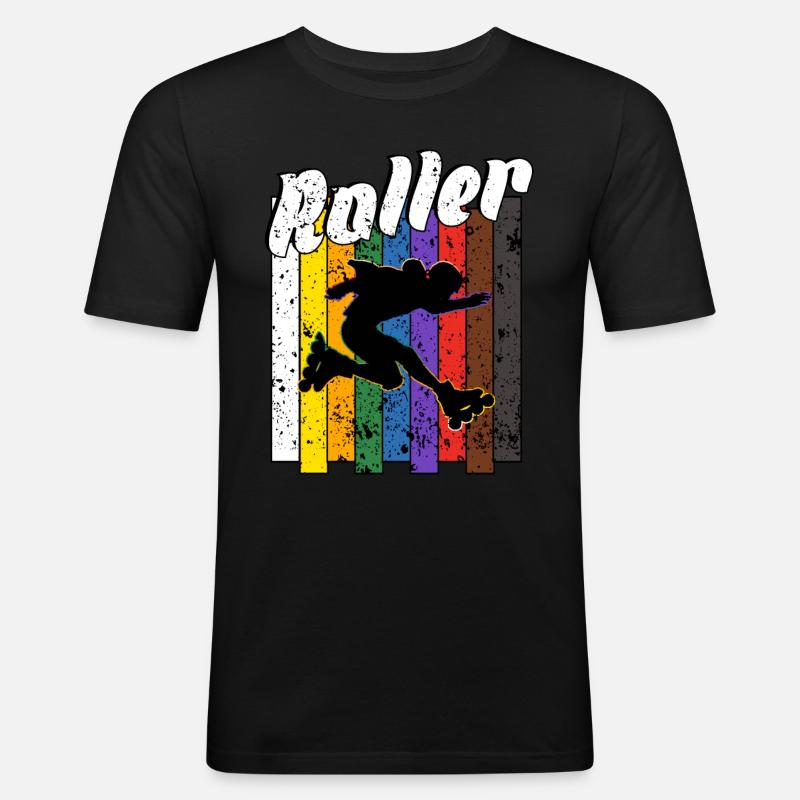Rollerblades - Männer Slim Fit T-Shirt - Schwarz