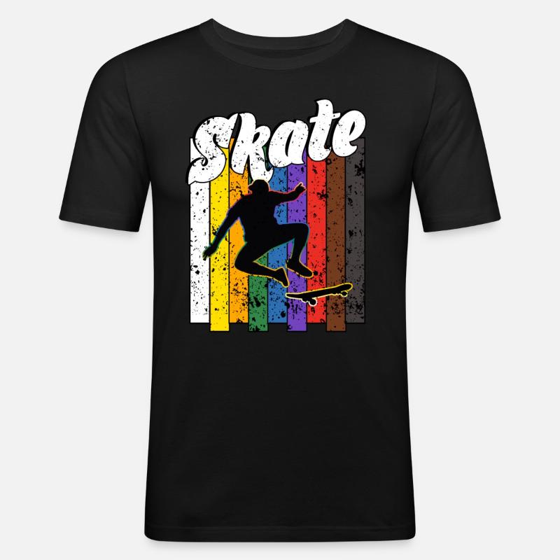 Skateboard Freestyle - Männer Slim Fit T-Shirt - Schwarz