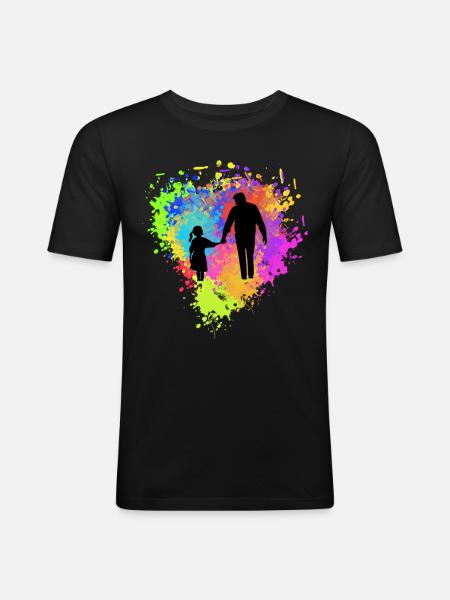 Père et fille - T-shirt près du corps Homme - noir