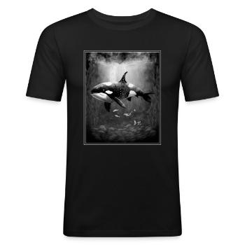 Whale Orca Marine Biology Environmental Protection Species Conservation - Men's Slim Fit T-Shirt - black - Front - Nik (191cm)