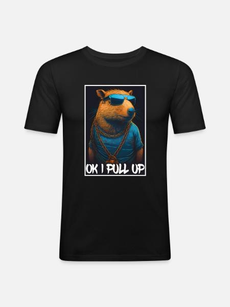 Capybara capybara marsvin gnager meme - Slim Fit T-skjorte for menn - svart