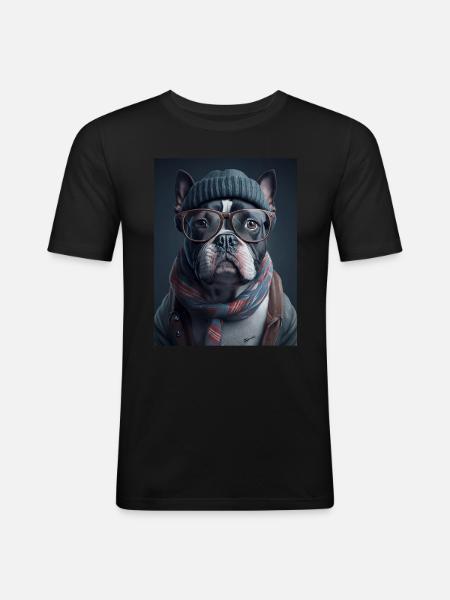 Cool Hipster Dog - Men's Slim Fit T-Shirt - black