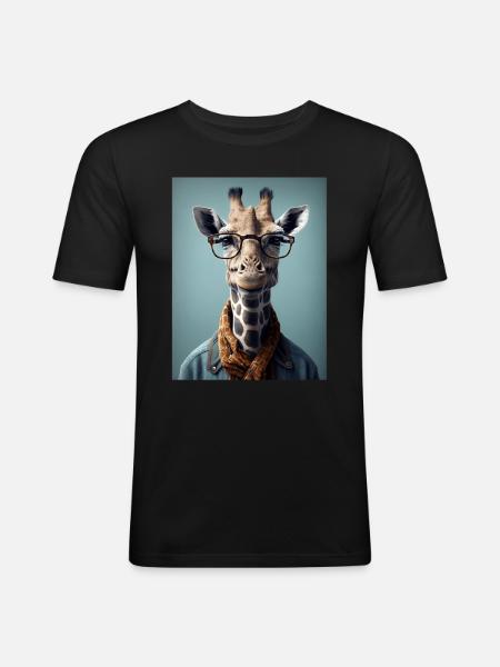 Cool Hipster Giraffe - Men's Slim Fit T-Shirt - black