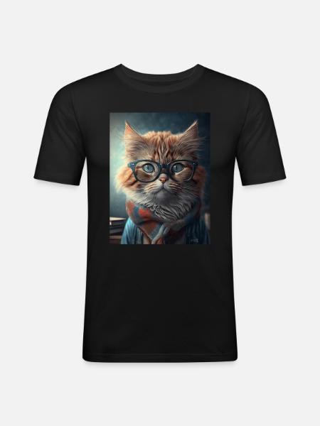Cool Hipster Cat - Men's Slim Fit T-Shirt - black