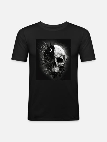 Skull in the Moonlight - Men's Slim Fit T-Shirt - black