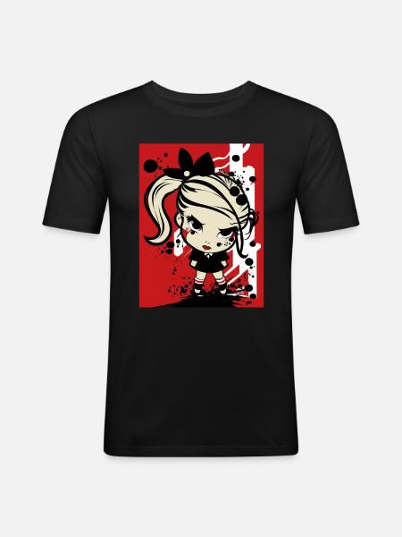 Pop-Art-Rebellenmädchen - Männer Slim Fit T-Shirt - Schwarz