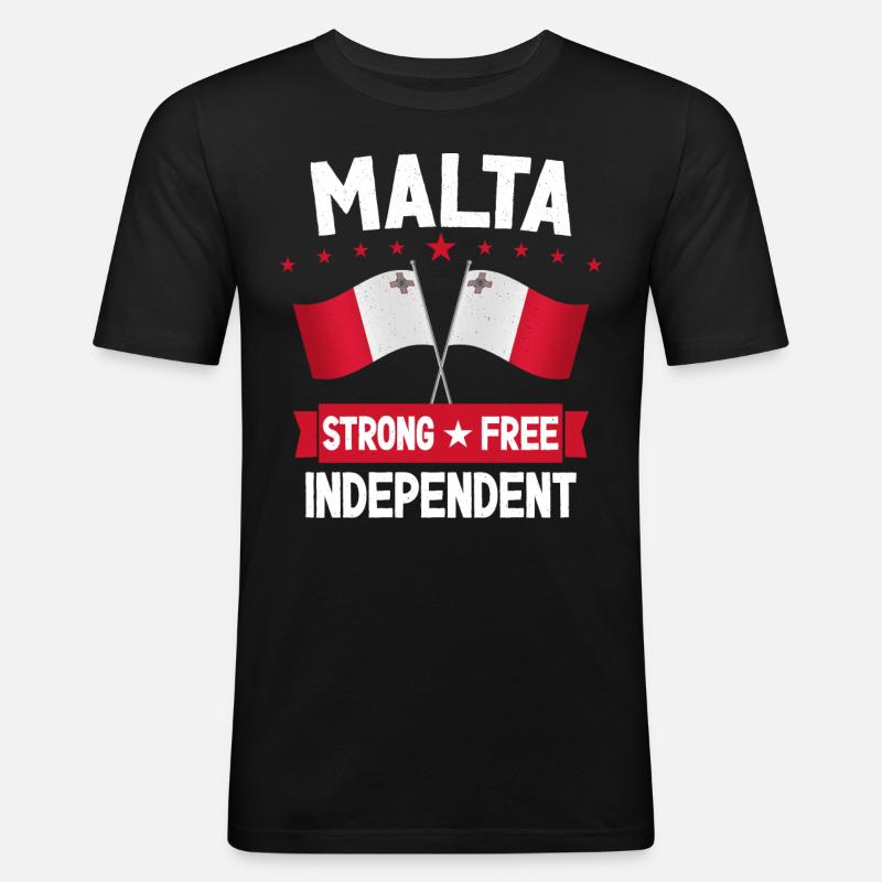 Malta - Männer Slim Fit T-Shirt - Schwarz