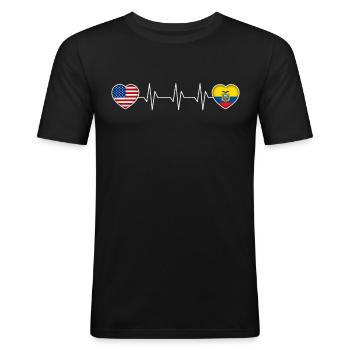 Ecuador - Männer Slim Fit T-Shirt - Schwarz - Vorne - Nik (191cm)