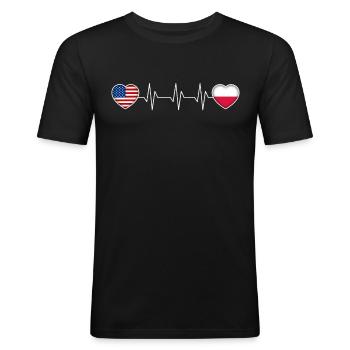 Polen - Männer Slim Fit T-Shirt - Schwarz - Vorne - Nik (191cm)