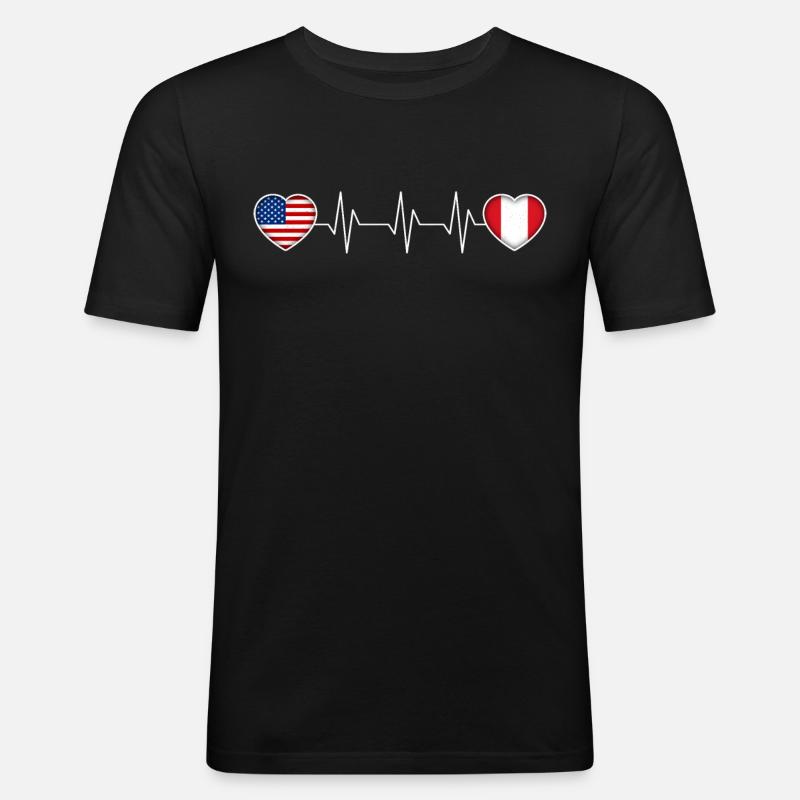 Peru - Männer Slim Fit T-Shirt - Schwarz
