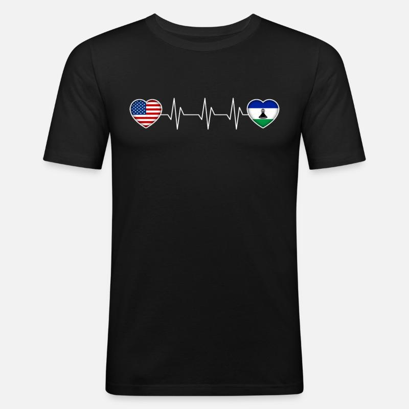 Lesotho - Männer Slim Fit T-Shirt - Schwarz