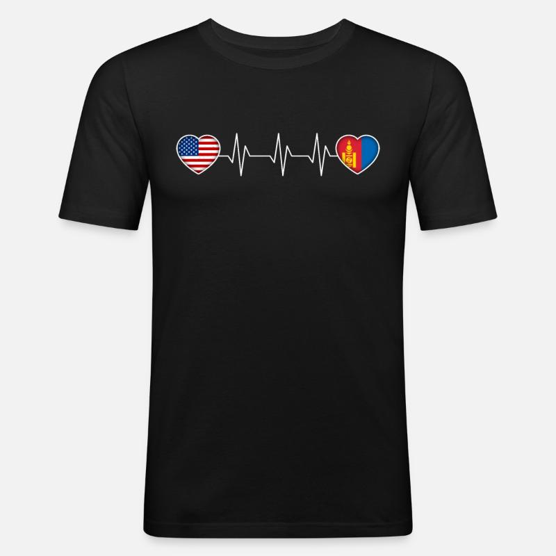 Mongolei - Männer Slim Fit T-Shirt - Schwarz