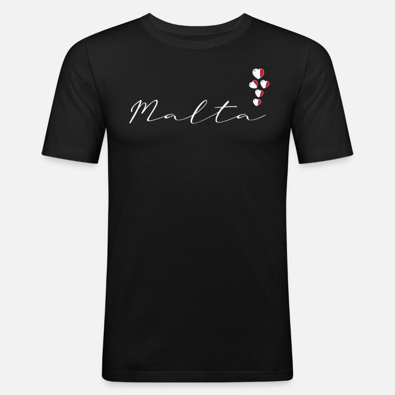 Malta - Männer Slim Fit T-Shirt - Schwarz