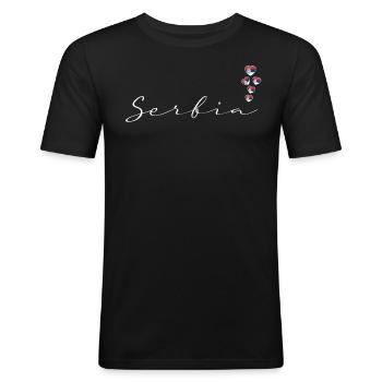 Serbien - Männer Slim Fit T-Shirt - Schwarz - Vorne - Nik (191cm)